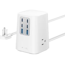 Anker Desktop Charger, 9-in-1 Power Strip with 300J Surge Protector, 5ft, white