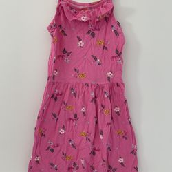 Carter’s Kid Size 12 Girls Pink Dress With Flowers And Animals 