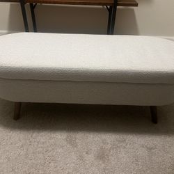 Oval Storage Bench – Fully Assembled, Beige Fabric, Great Condition