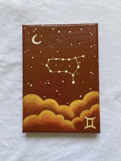 Custom Gemini Zodiac Constellation Handmade Acrylic Canvas By Original Artist