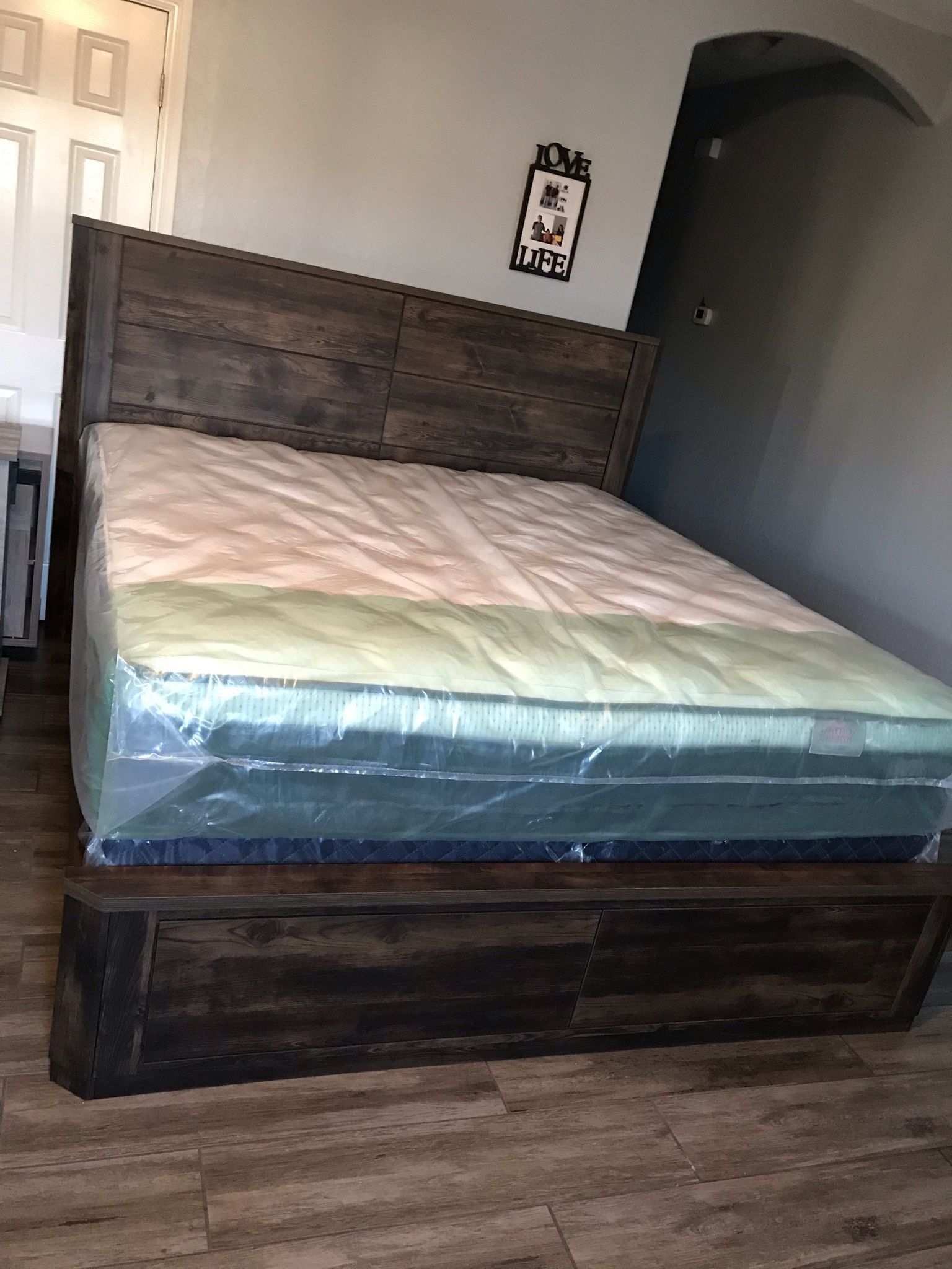 New King Bed Frame with Mattresses Included! 