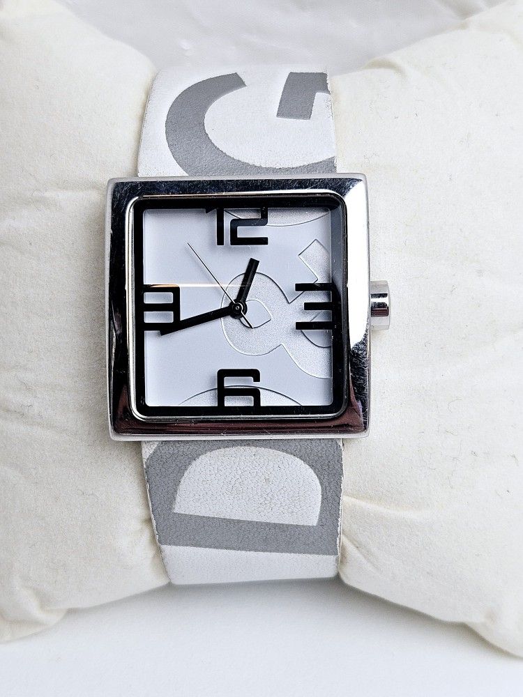 D&G Dolce & Gabbana DW0036 Ladies Andy White Dial White Leather Strap Watch