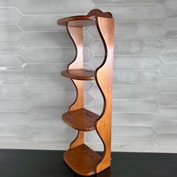 Vintage 60s curio display  maple wood wall shelf by Sheryn's Maple of California 23” tall x 7 1/2” wide x 5 1/4” deep ( protrudes from wall)  Each cub