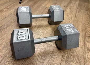 Set of Hex Cast Iron Dumbbells of 40 pounds (80 lbs total)