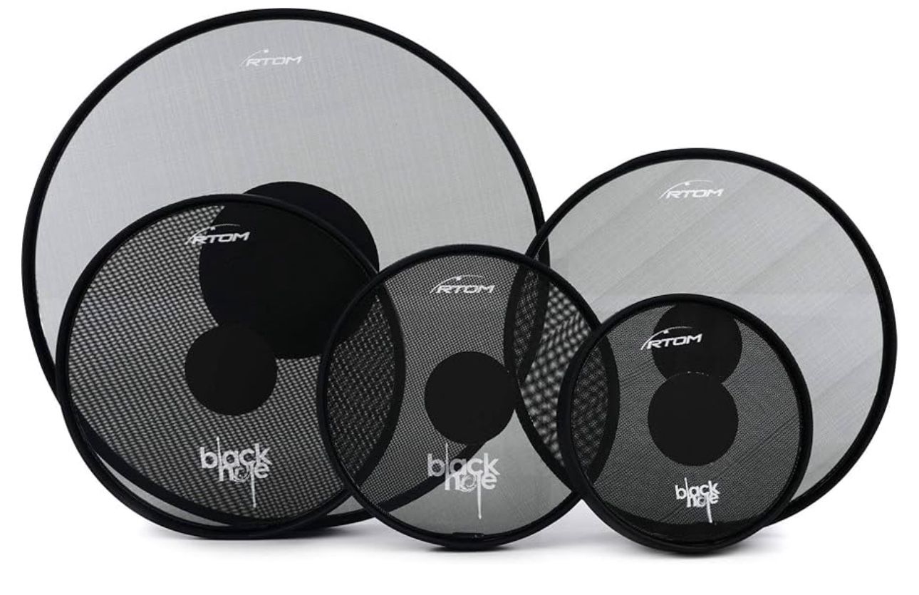 RTOM Black Hole Mesh Convert your acoustic drum kit to an electric one. Now it'll be a hybrid.