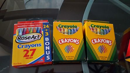 Boxes of crayons, each