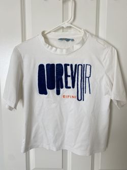 Women White Cuttop Graphic TShirt Size M