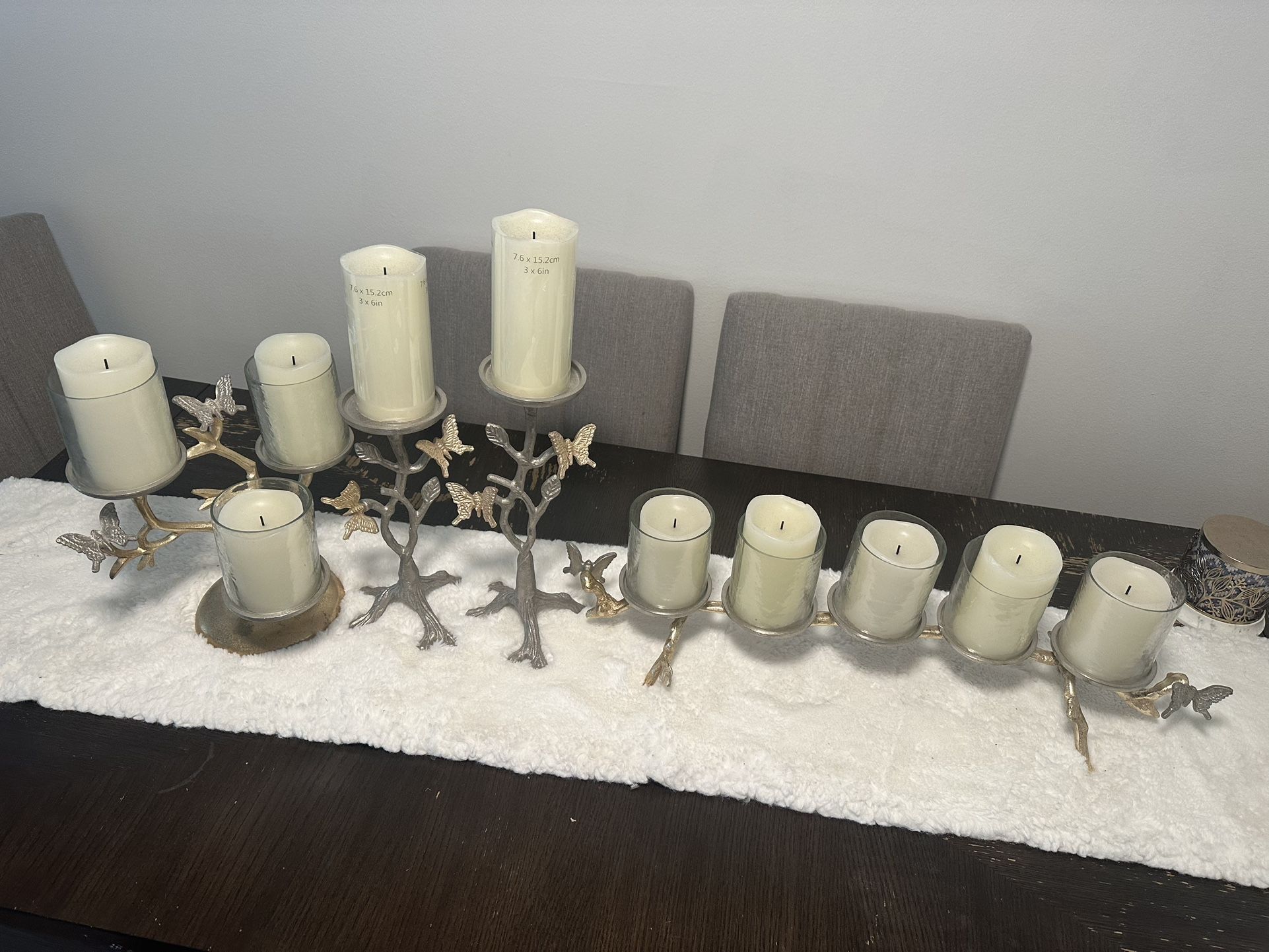 Butterfly Set silver And Gold With Candles