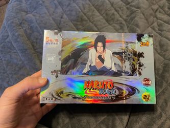This item is a factory-sealed Naruto Kayou Tier 3 Wave 4 booster box featuring Sasuke Uchiha