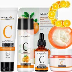 Skincare Gifts for Teenage Girls, Vitamin C Skin Care Set, Includes Cleanser, Face Serum, Face Cream, Toner, Mask Facial Kit Essentials Travel Kit All