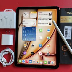 Apple IPad Air 11 (M2 chip / 2024  Model) 128GB  with pen, keyboard case & Accessories 