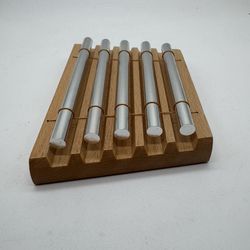 5-Bar Metal Tone Chime Percussion Instrument Wooden Base Desk Chimes