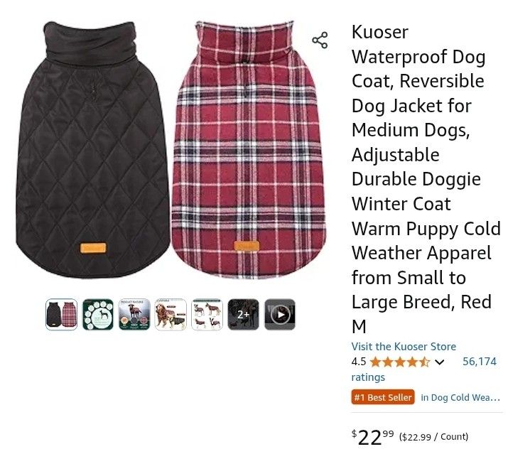 NEW* Reversible Dog Jacket (Medium)