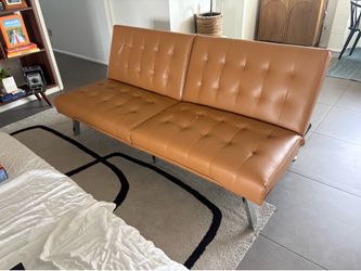 Faux Caramel Leather Futon