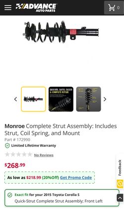 2015 Toyota Corolla S Plus Suspension
