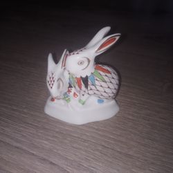 Hungarian Porcelain Rabbits Figurine