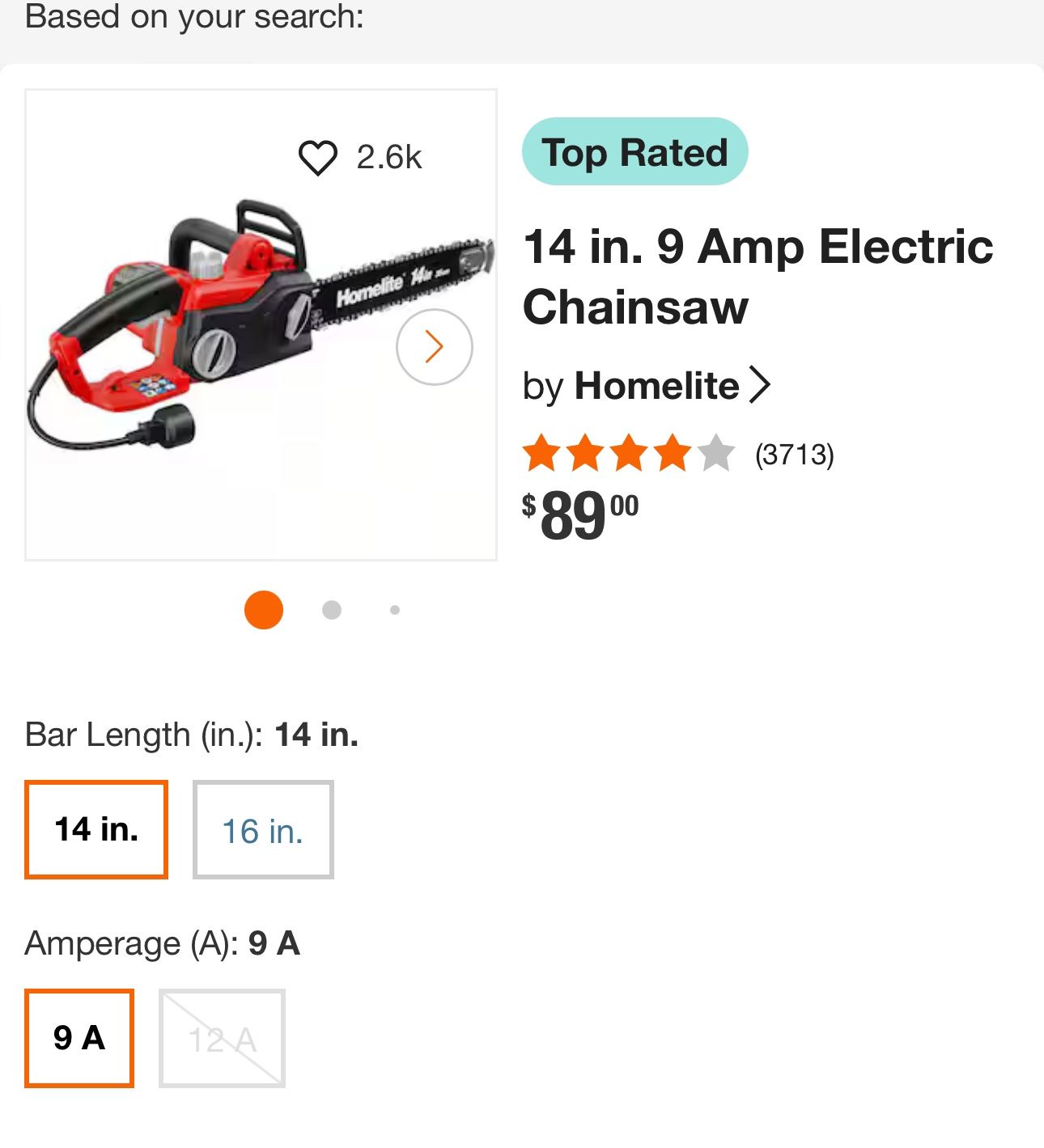 Craftsman 14 in. 9 Amp Electric Chainsaw