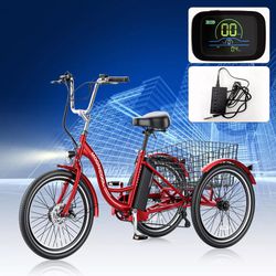 MOONCOOL Electric Tricycle Trike for Adults 350W 36V Removable Battery 24/26 Inches 7 Speeds 3 Wheels Electric Bikes Bicycle for Adults