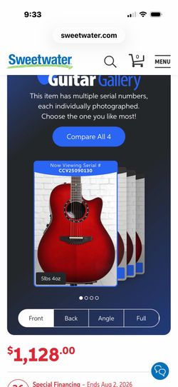 Ovation Timeless Balladeer “Retail $1128”