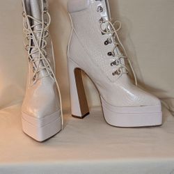White High Heel Platform Bootie, Size 10