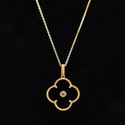 Womens Onyx And Diamond 18k Gold Necklace