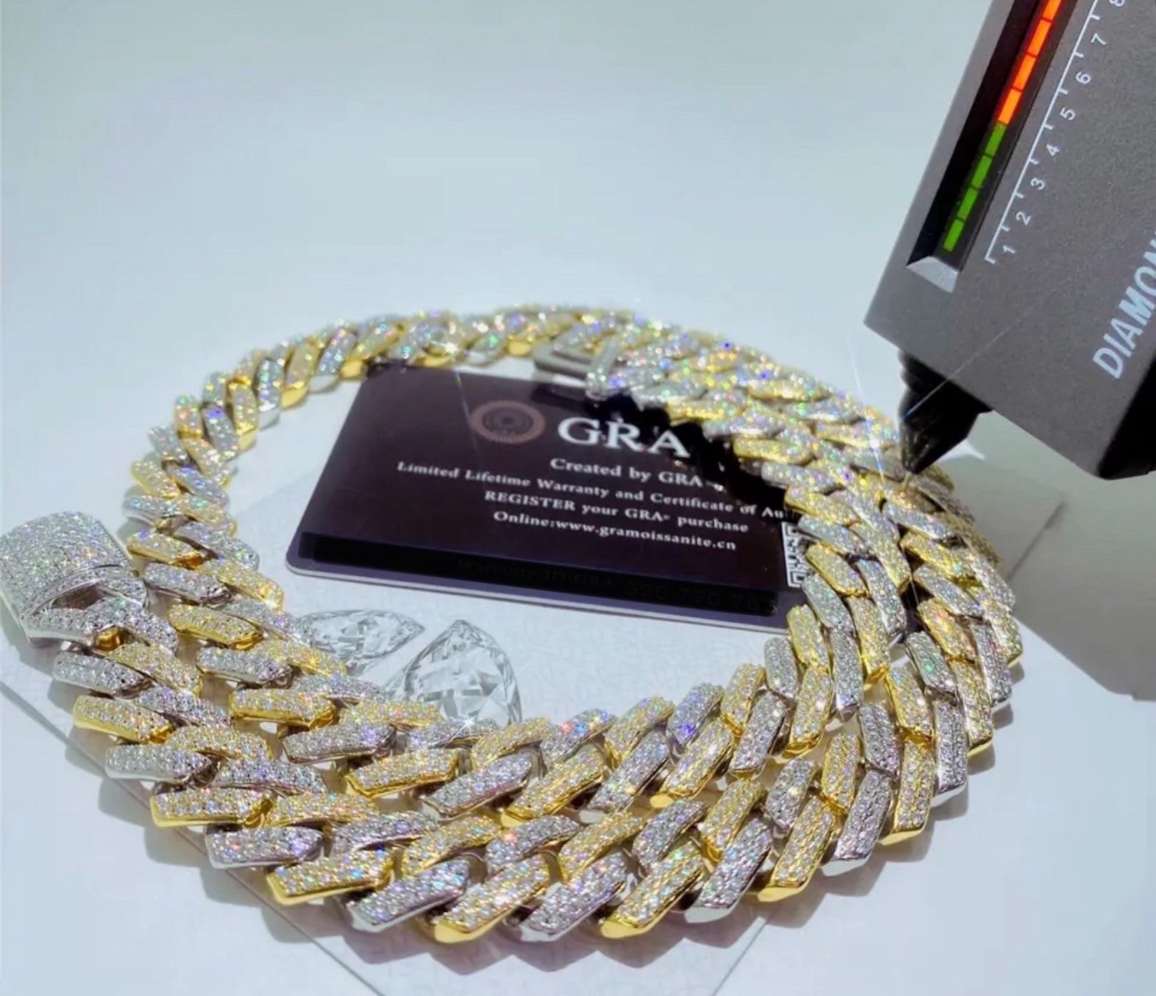 ✅REAL 925 Sterling Silver 45CT VVS MOISSANITE  14mm 24" Miami Cuban Link Chain 14K Gold Plated