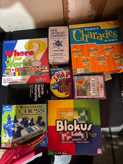 20 Piece Family Board Game Lot Blokus UNO Apples to Apples Chess Charades & More