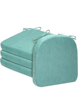 Chair Cushions for Dining Chairs, D-Shaped Non-Slip Seat Cushions with Removable Washable Covers & Ties, Chair Pads for Kitchen, Indoor Patio 20" x 18