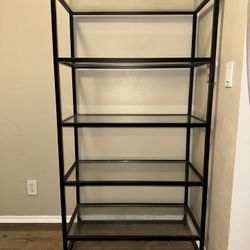 5 Tier Glass And Metal Display Standing Shelf