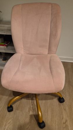 Pink Velvet Office Chair with Gold Base