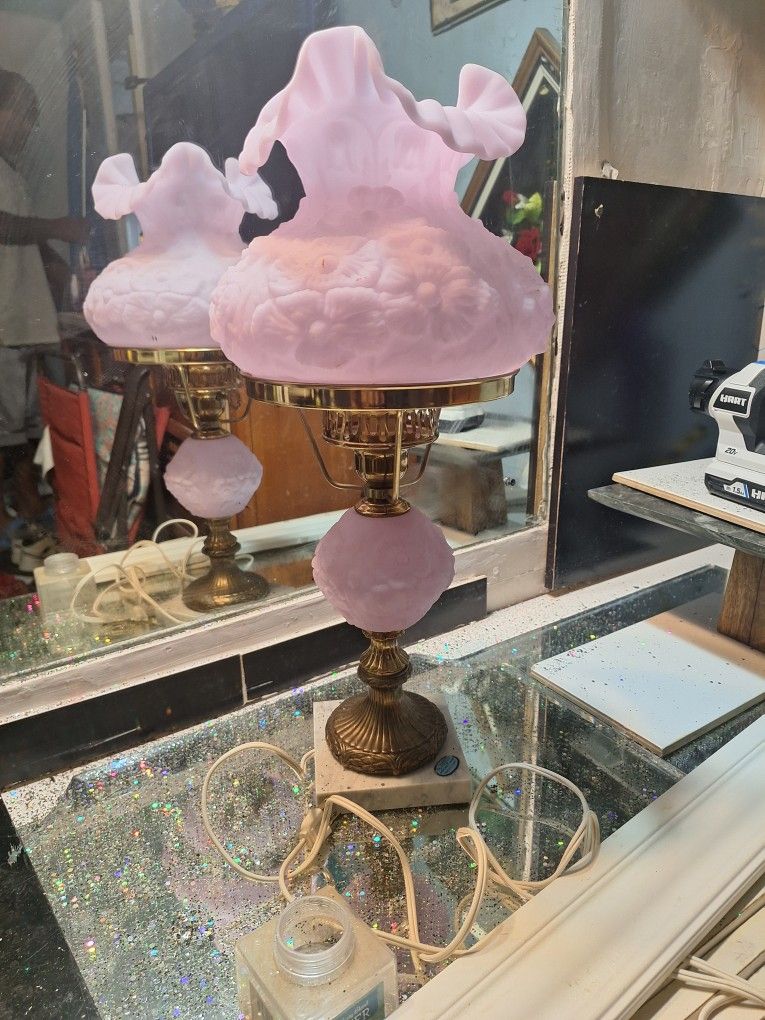 Vintage Fenton Pink Lamp