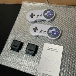 New 2 Pack 2.4GHz Wireless Controller for SNES Original Console, Rechargeable Wireless Remote Gamepad Controller for SNES Super Nintendo Entertainment
