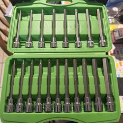 19pcs Extra Long Allen Wrench Hex Bit Socket Set, 3/8 Inch Allen Socket Set Include Standard SAE & Metric (1/8 Inch - 3/8 Inch, 3-12mm) new in green b
