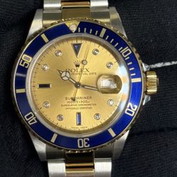Rolex 16613 Submariner "Serti" 18K YG / SS Champagne Dial Circa. 2000