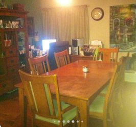 Solid Wood Dining Table w/ 6 Chairs