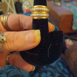 18k Gold Over Sterling Silver Genuine Diamond Ring Size 5