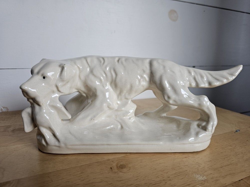 Vintage (Maybe antique) Hunting Bird Dog (English Setter) Glazed Ceramic Figurine