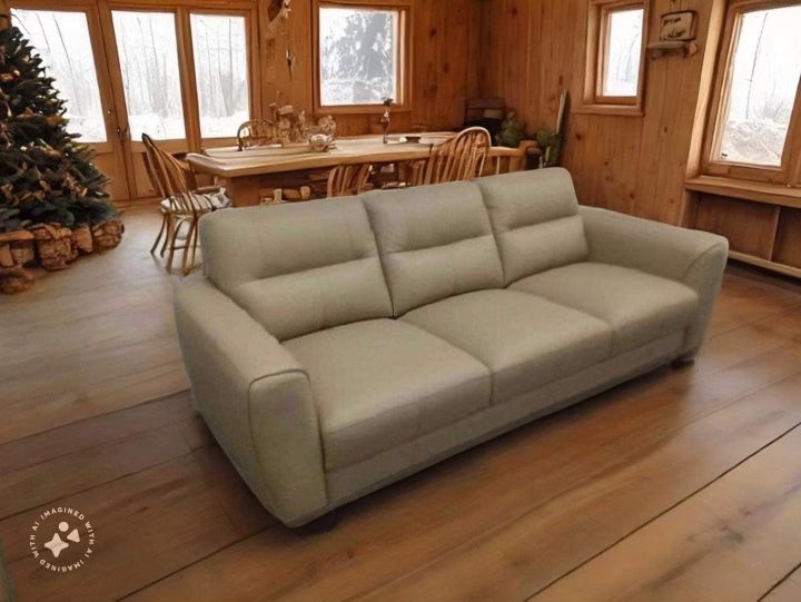 New Top Grain Leather Couch. Taupe. 85x37x34H. Free Delivery!