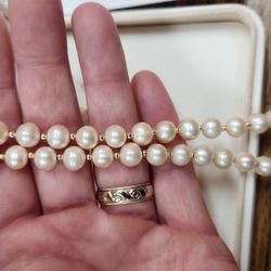 Brand New 14k Natural Akoya Pearl Necklace 