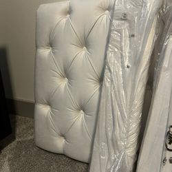 Brand New Queen Upholstered Bed Frame – Cream (Still in Box)
