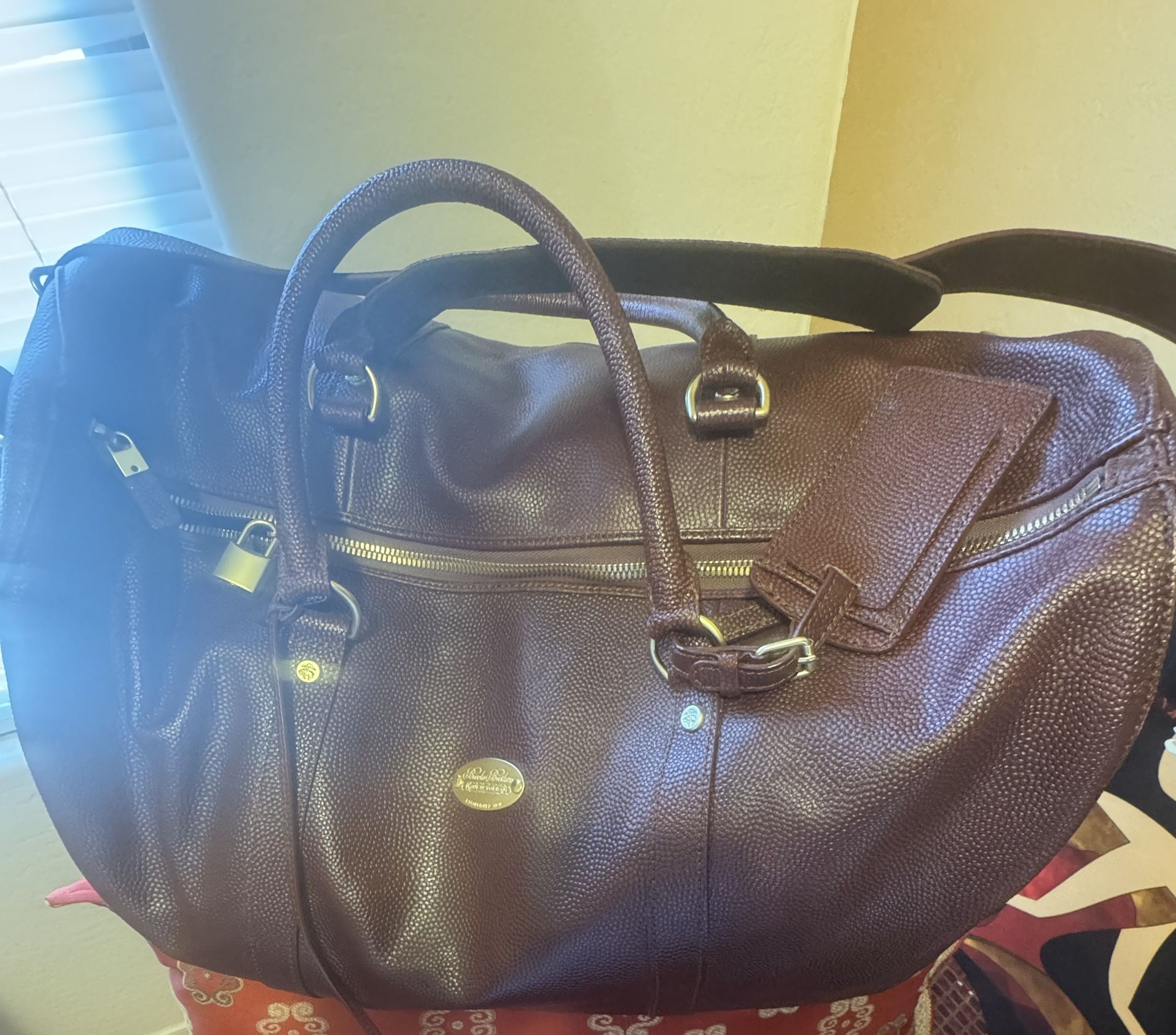 Brookes Brothers Football Leather Duffle Bag