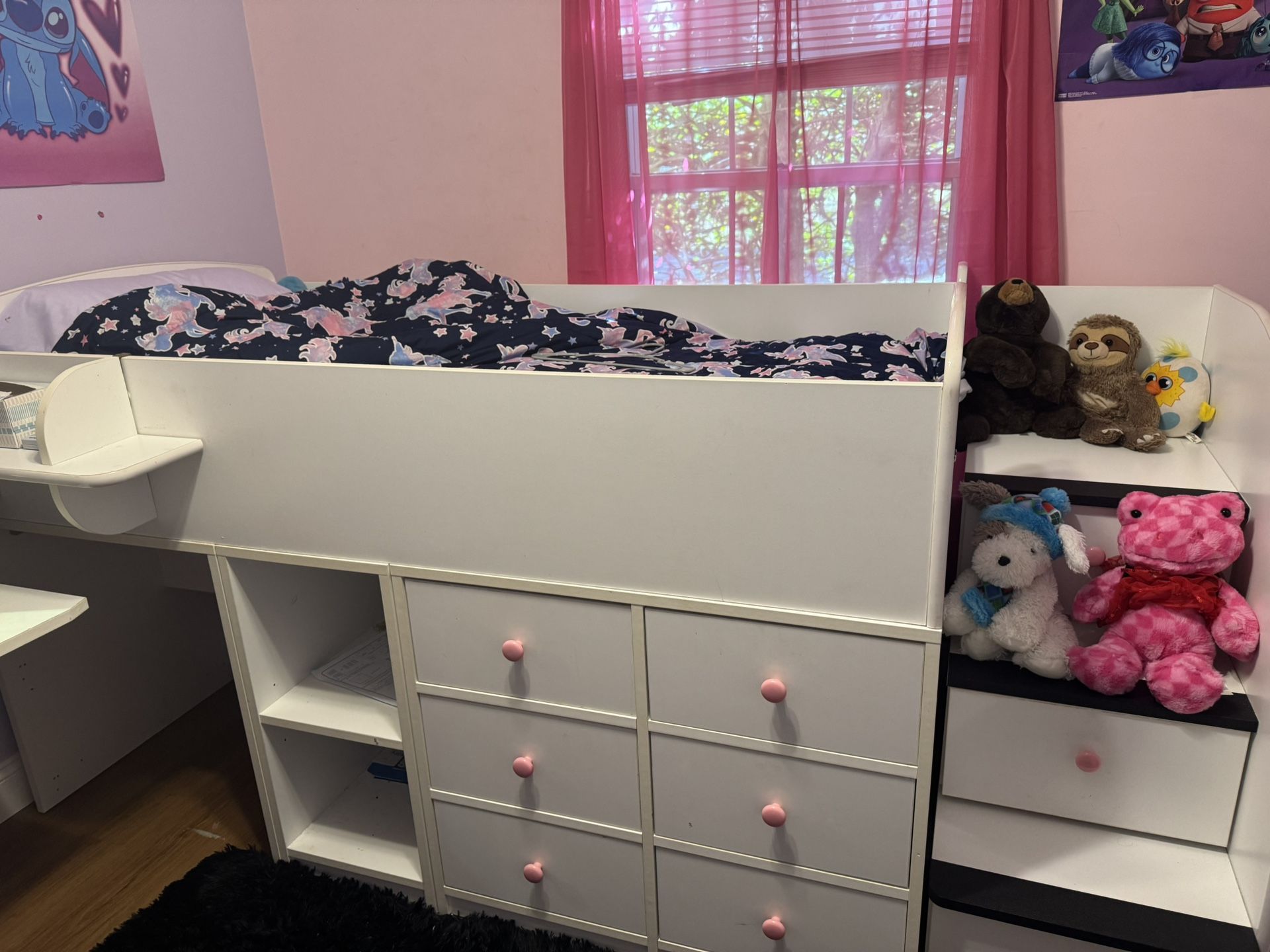 Young Girls Bunk Bed/Desk With Dresser