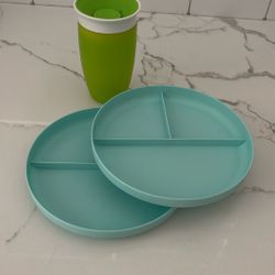 Toddler sippy cup, and plates
