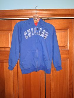 YOUTH SIZE 10/12 CHICAGO CUBS HOODIE SWEATSHIRT FROM MAJESTIC