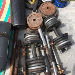 120lbs Of Standard Weights And 6 Dumbbells