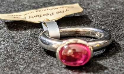 925 M Magenta Oval Sterling Silver Ring Size 7 "A Perfect Gift"