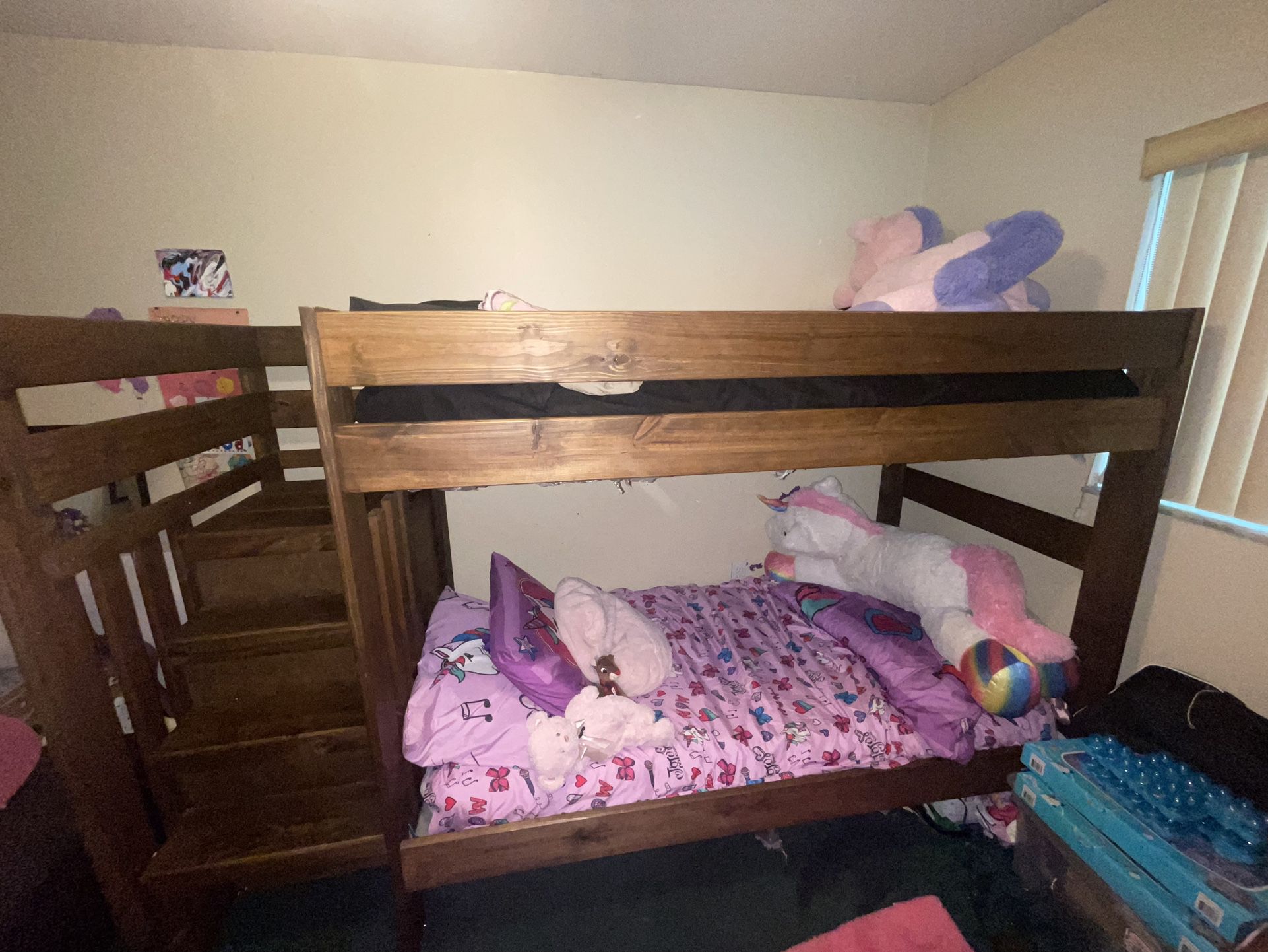 Wood Bunk bed with Built in dresser