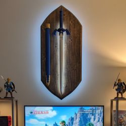 Legend of Zelda Master Sword Replica 38" - Triforce Etched Blade & Scabbard - Skyward / Twilight Princess Cosplay Prop - Display Ready