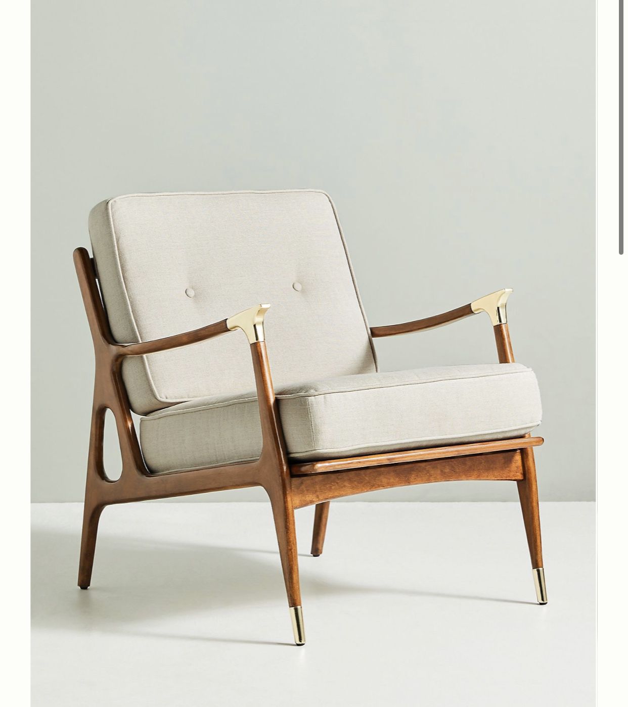 Pair of wooden armchairs with brass accents (retail $1596 + tax)