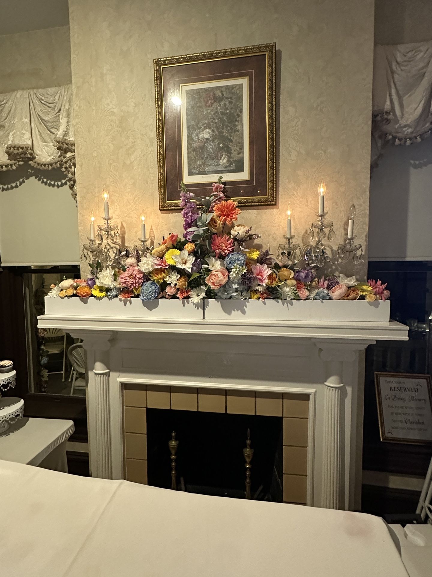 Floral Fireplace Decor - Wedding